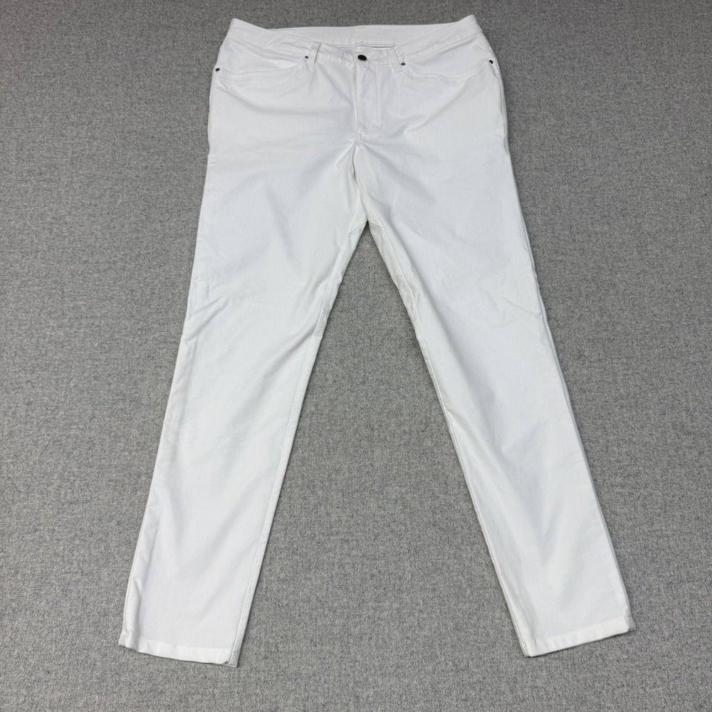 Unbranded White Straight Leg Pants 38 x 33 Casual Five Pocket Trousers Mens Deni
